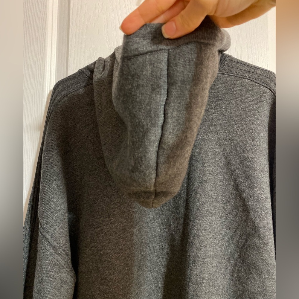 NWOT 7 For All Mankind Cashmere Blend Grey Knit Drawstring Sweater Hoodie XL - Picture 8 of 12